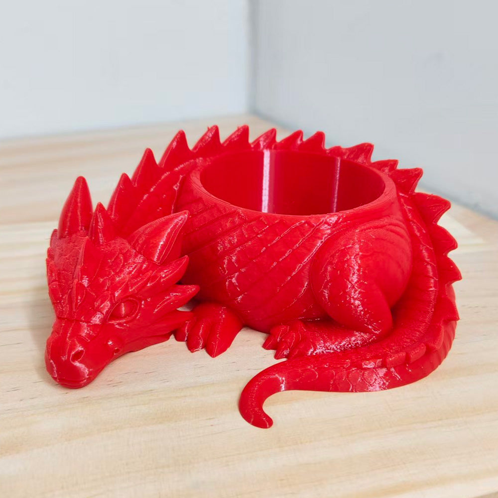 3D printed sleeping dragon sculpture forming an open bowl