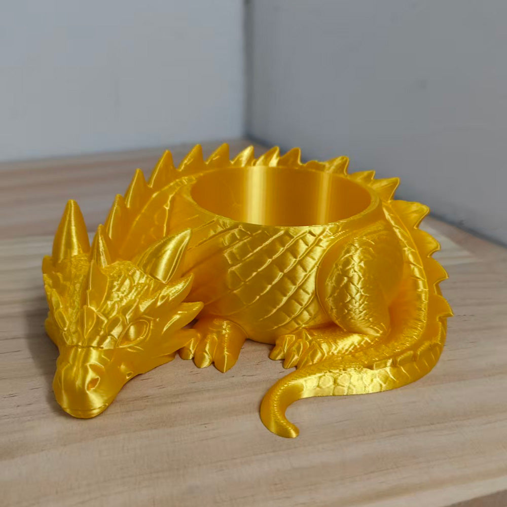 3D printed sleeping dragon sculpture forming an open bowl