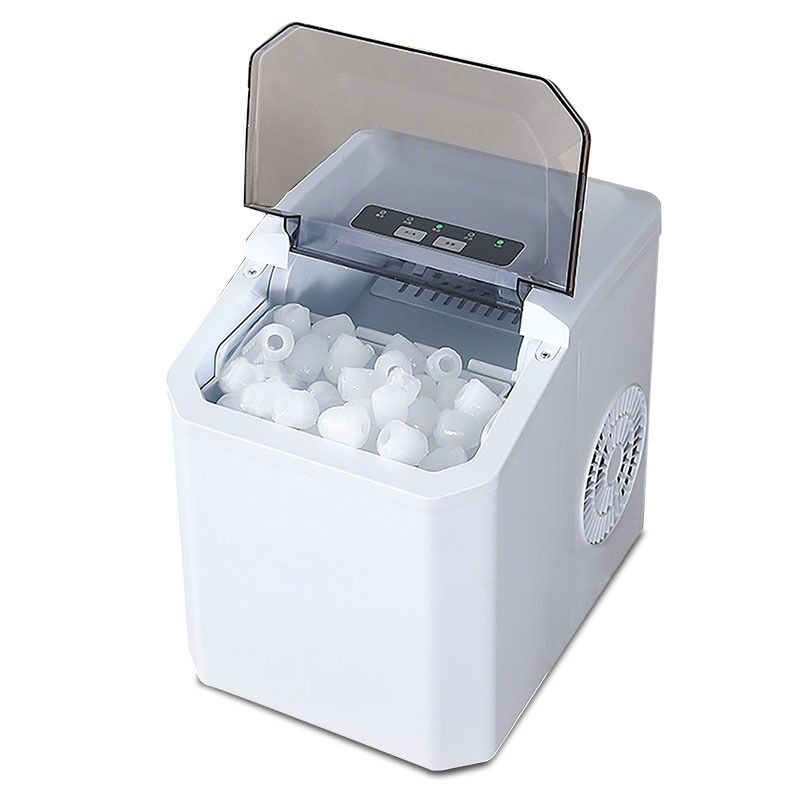 Portable countertop ice maker with carry handle, basket and scoop
