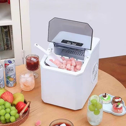 Portable countertop ice maker with carry handle, basket and scoop