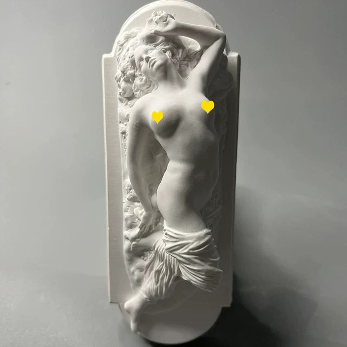 Matte white Roman European figure plaster statue with relief detail