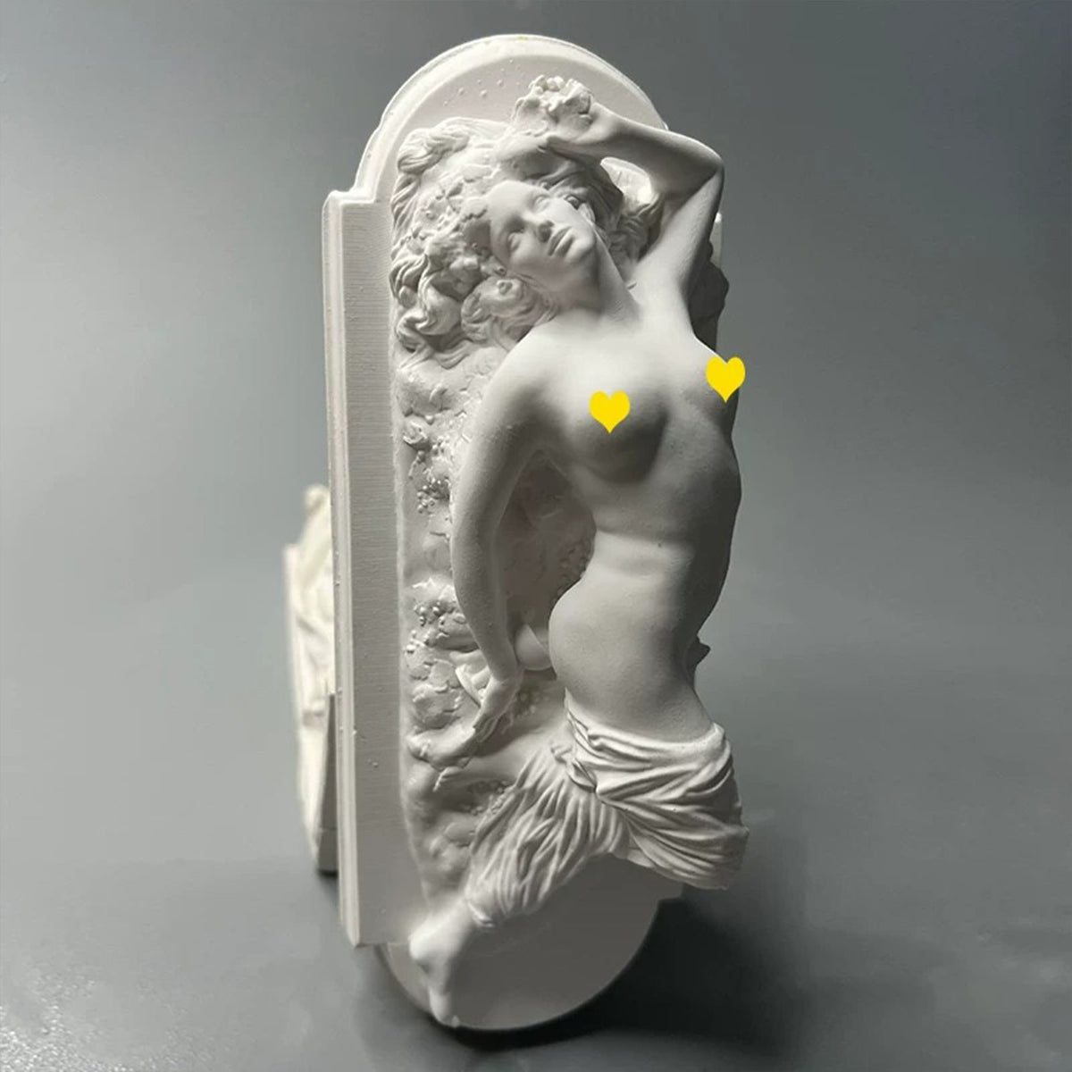Matte white Roman European figure plaster statue with relief detail