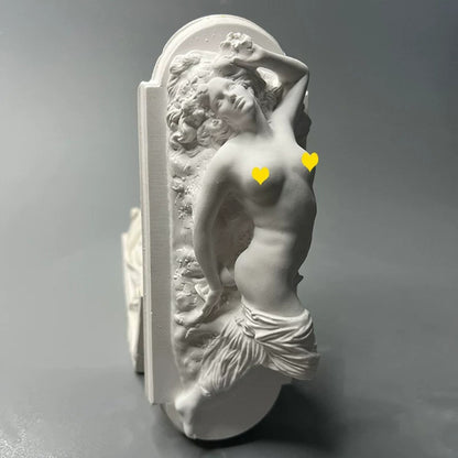 Matte white Roman European figure plaster statue with relief detail