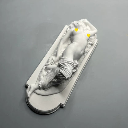 Matte white Roman European figure plaster statue with relief detail