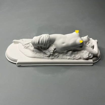 Matte white Roman European figure plaster statue with relief detail