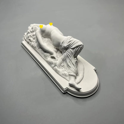 Matte white Roman European figure plaster statue with relief detail