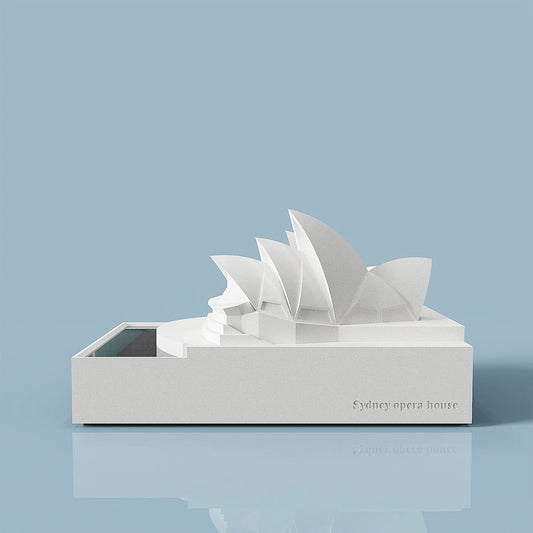 Concrete Sydney Opera House model in a minimalist grey-white finish