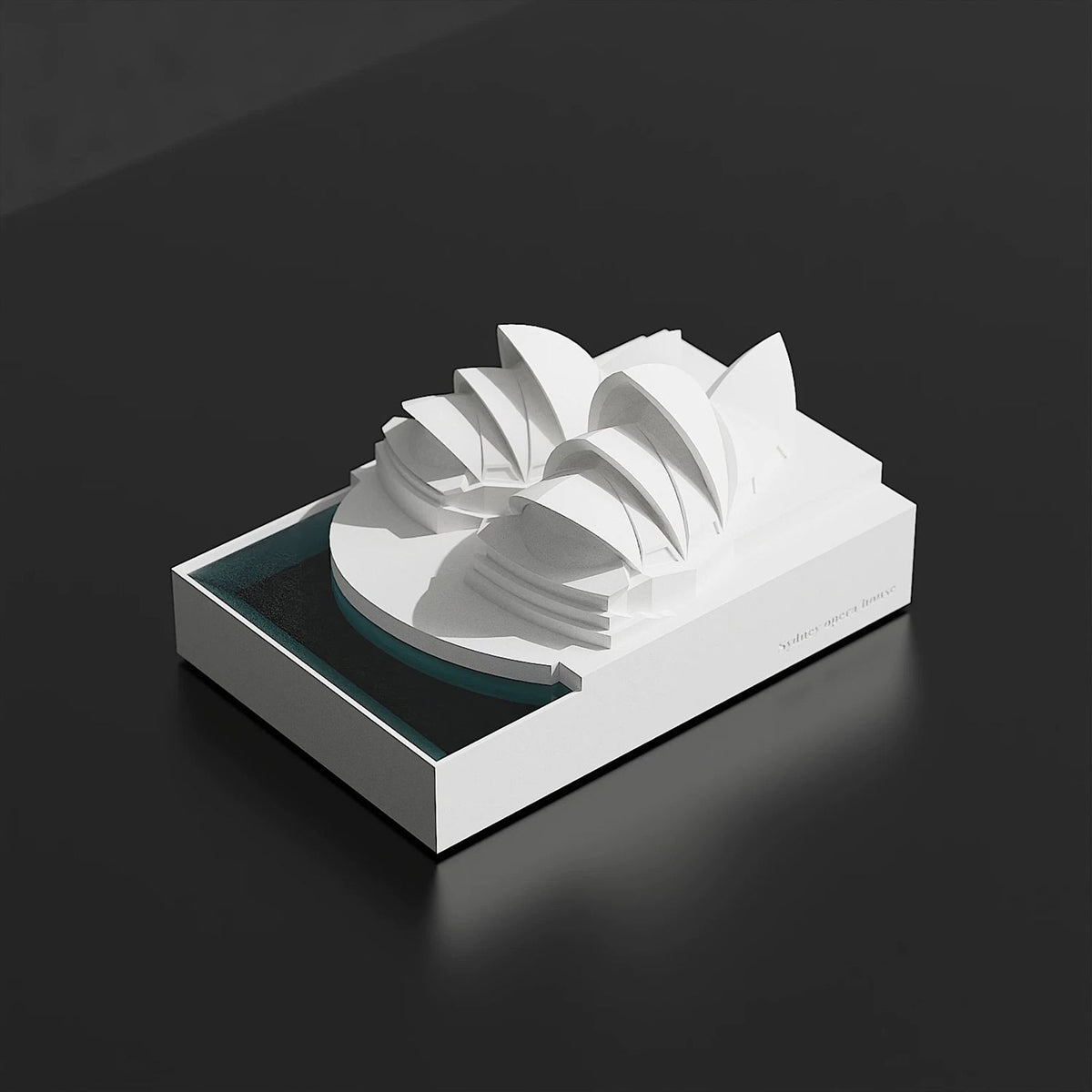 Concrete Sydney Opera House model in a minimalist grey-white finish