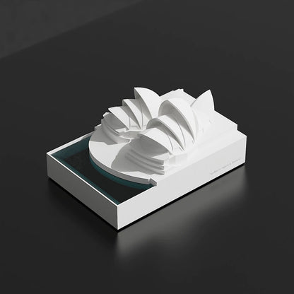 Concrete Sydney Opera House model in a minimalist grey-white finish