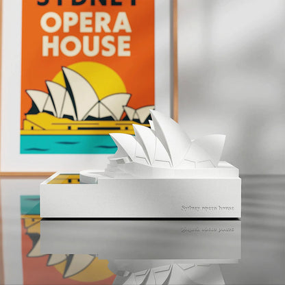 Concrete Sydney Opera House model in a minimalist grey-white finish