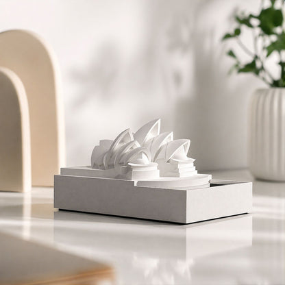 Concrete Sydney Opera House model in a minimalist grey-white finish