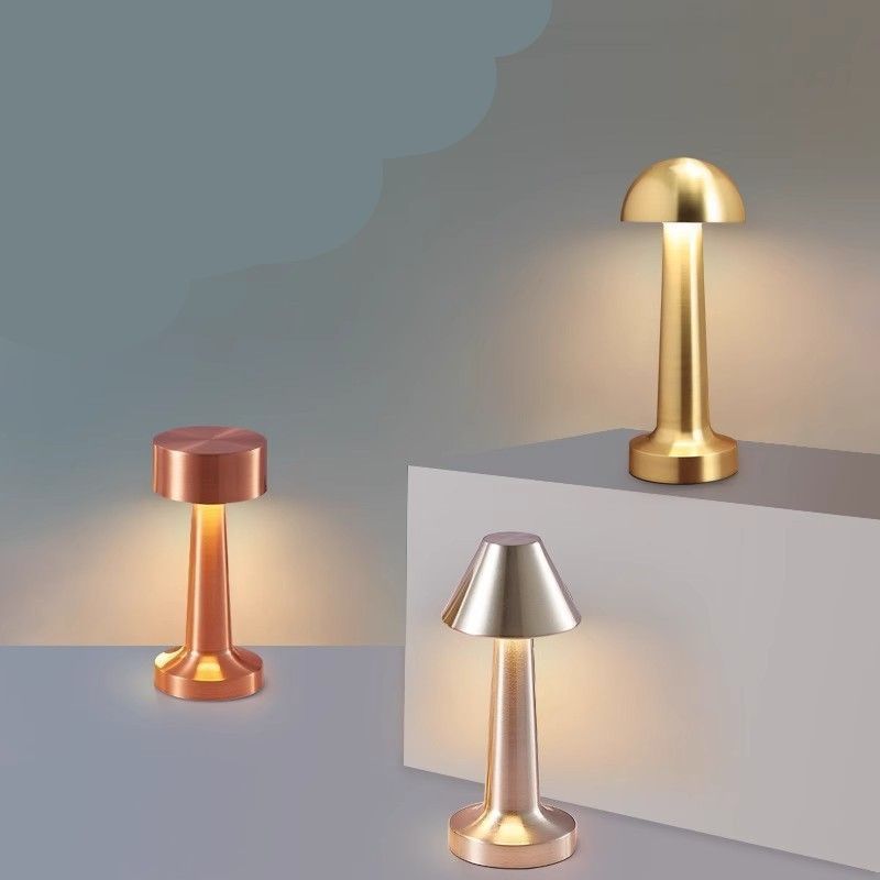 3-Color Dimmable LED Table Lamp Silver Dumbbell A Style, USB Rechargeable Versatile Simple, Desk Study Eye-Caring Light, Suitable for Christmas Gifting