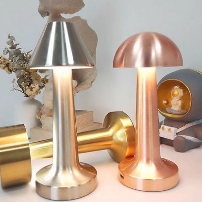 3-Color Dimmable LED Ambient Lamp Gold Dumbbell C Style, USB Charging Elegant Metal, Vanity Table Soft Fill Light, Nice Christmas Present