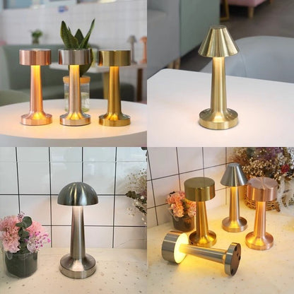 3-Color Dimmable LED Ambient Lamp Gold Dumbbell C Style, USB Charging Elegant Metal, Vanity Table Soft Fill Light, Nice Christmas Present