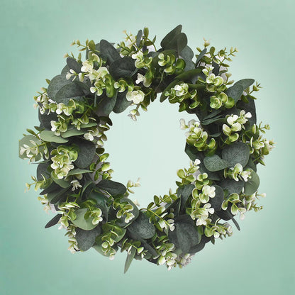 Artificial Eucalyptus Wreath for Front Door, 15.75 in