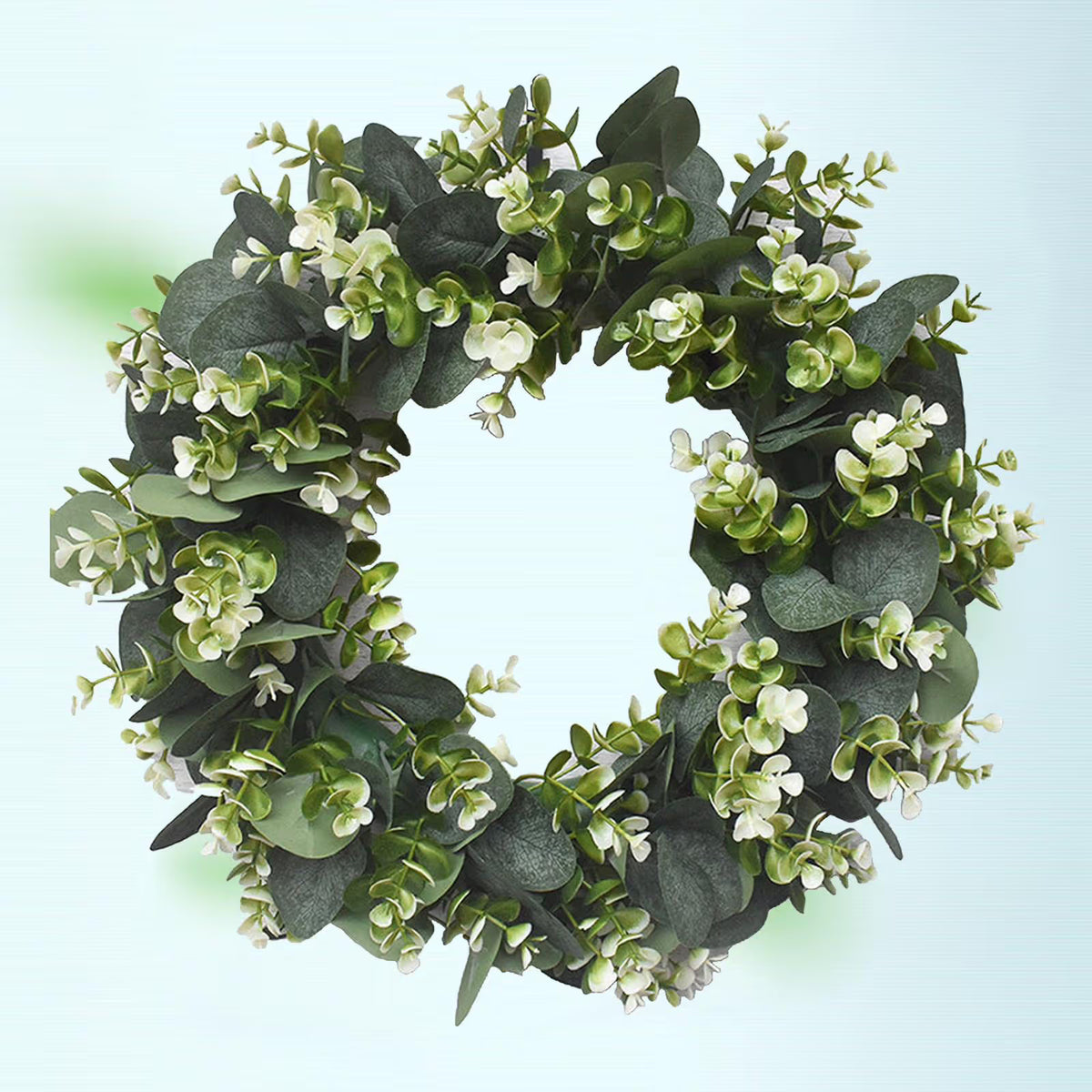 Artificial Eucalyptus Wreath for Front Door, 15.75 in