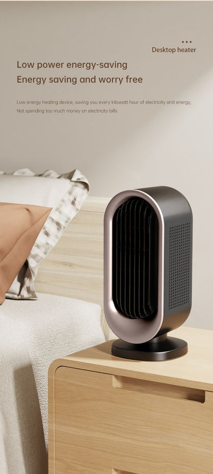 Slim white vertical desktop heater with remote control and touch buttons