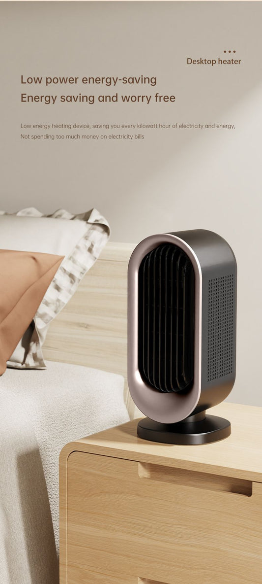 Slim white vertical desktop heater with remote control and touch buttons