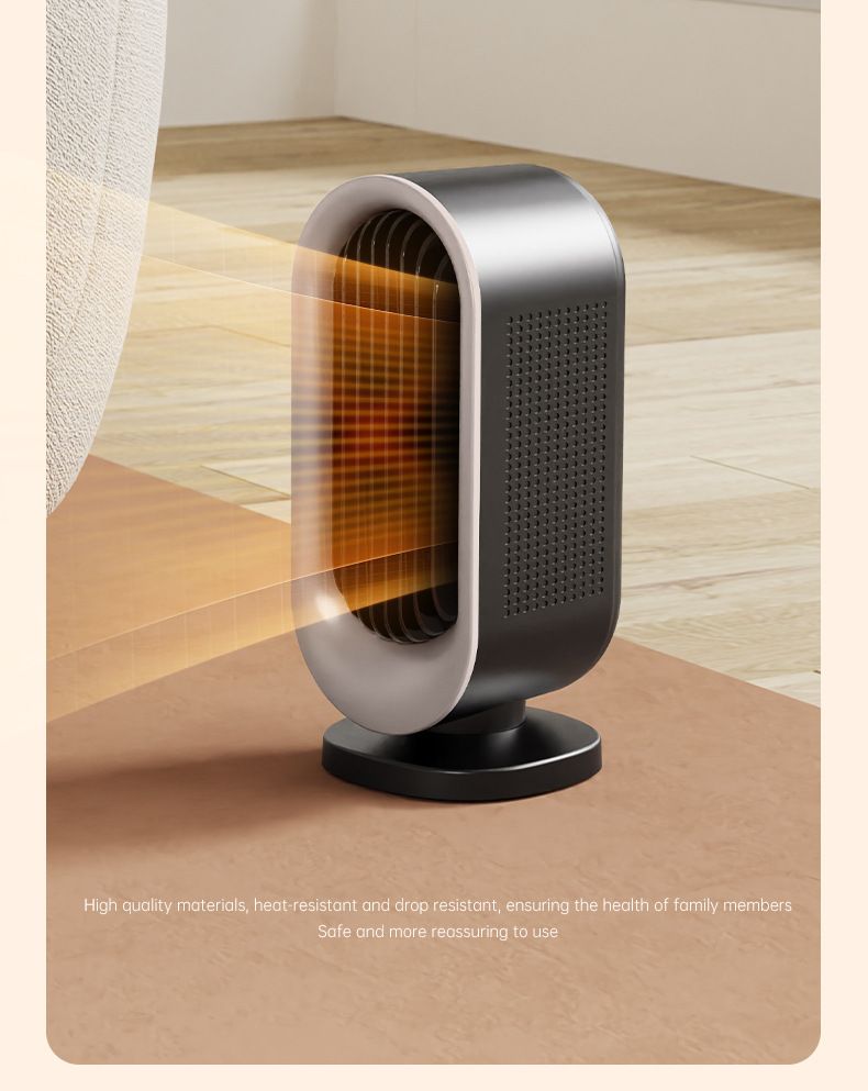 Slim white vertical desktop heater with remote control and touch buttons