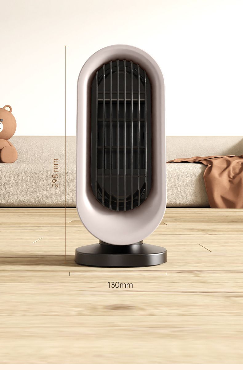 Slim white vertical desktop heater with remote control and touch buttons