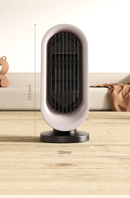 Slim white vertical desktop heater with remote control and touch buttons