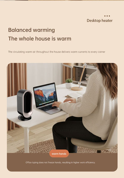 Slim white vertical desktop heater with remote control and touch buttons