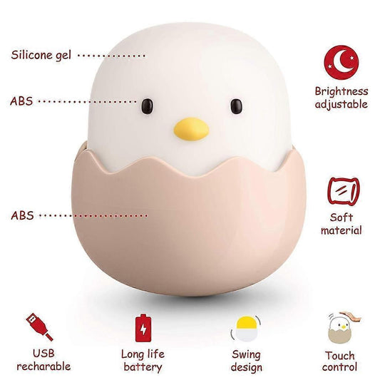 Cute chick-shaped dimmable night light with warm yellow glow