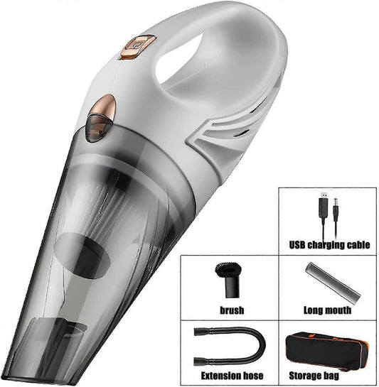 Handheld USB vacuum cleaner with brush, extension hose and storage bag