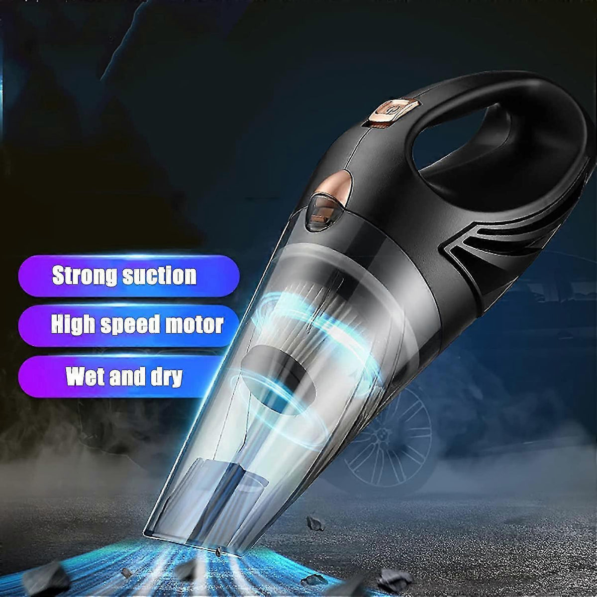 Handheld USB vacuum cleaner with brush, extension hose and storage bag