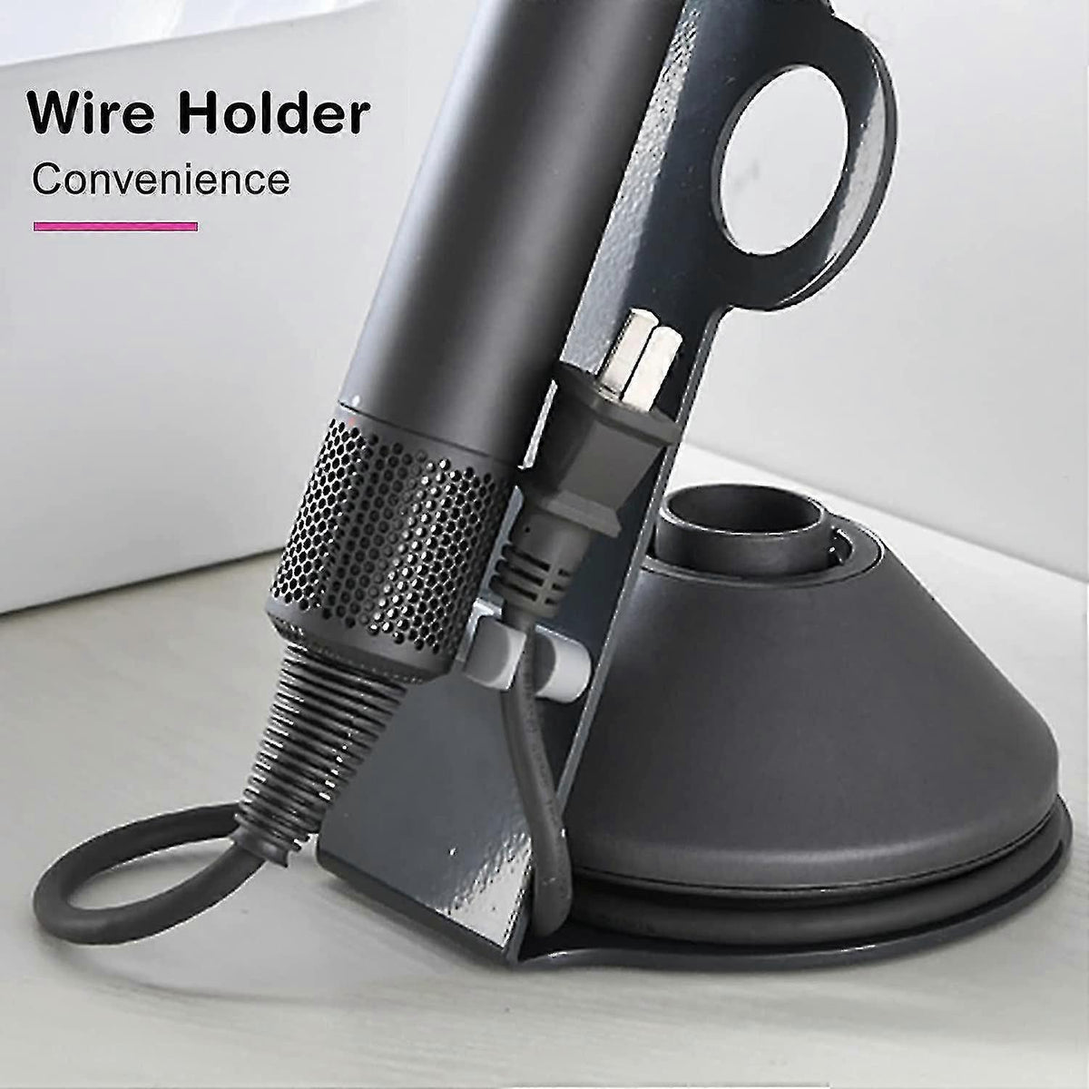 Aluminium Dyson Supersonic hair dryer holder with space for attachments