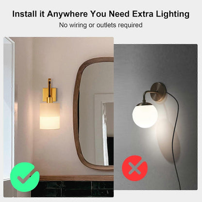 Set of two gold battery operated wall sconces with white linen shades and remote control