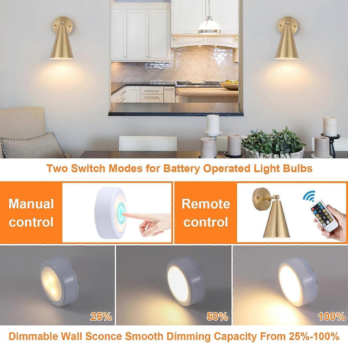 Pair of modern gold wall sconces with cone shades and adjustable heads
