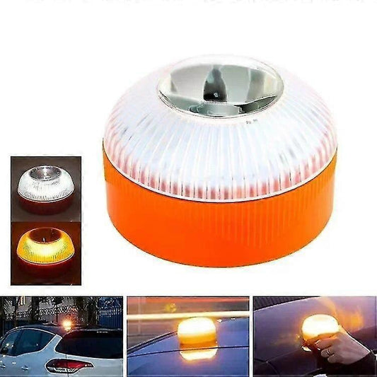 Orange USB rechargeable emergency beacon light with battery and charging cable