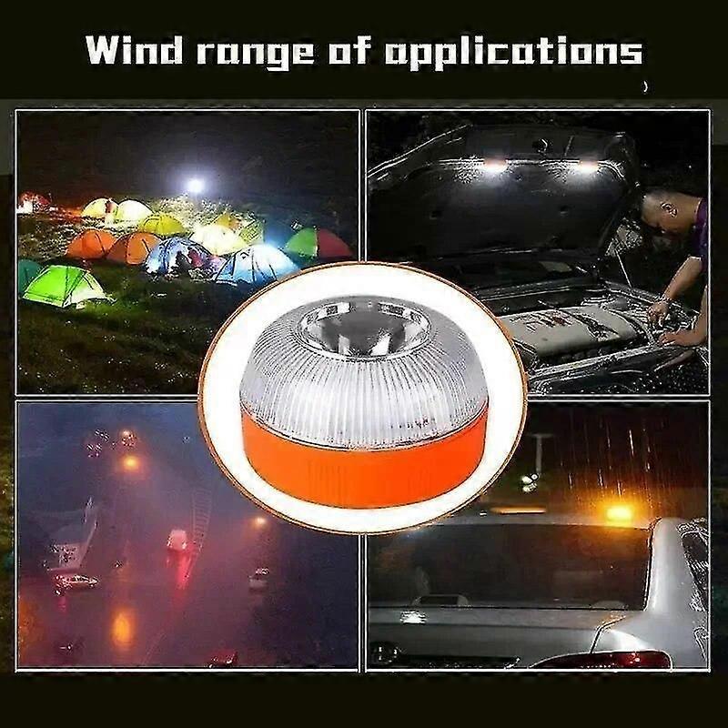 Orange USB rechargeable emergency beacon light with battery and charging cable