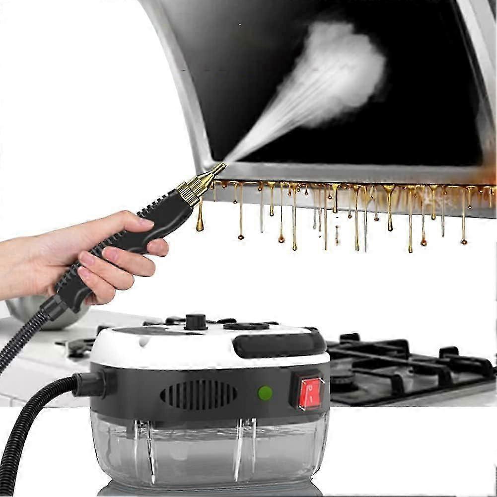 Handheld 2500W steam cleaner with interchangeable nozzle attachments