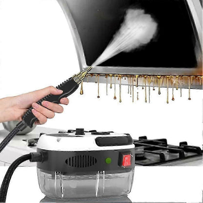 Handheld 2500W steam cleaner with interchangeable nozzle attachments