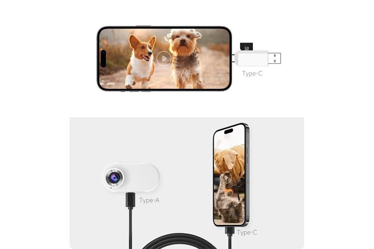 White dog tracker collar camera with clip and silicone protector sleeve
