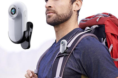 White dog tracker collar camera with clip and silicone protector sleeve