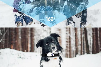 White dog tracker collar camera with clip and silicone protector sleeve