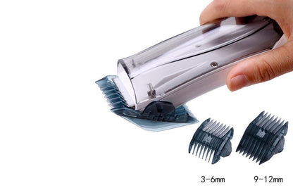 Black rechargeable pet hair clipper with built-in vacuum and detachable hair box
