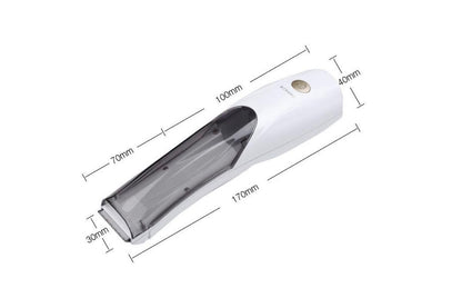 Black rechargeable pet hair clipper with built-in vacuum and detachable hair box