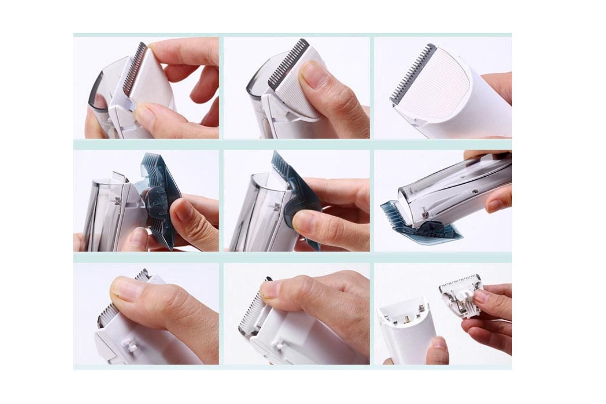 Black rechargeable pet hair clipper with built-in vacuum and detachable hair box