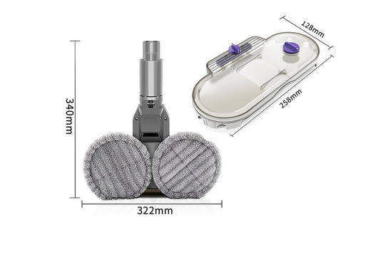 Grey electric mop head attachment with water tank for Dyson stick vacuums