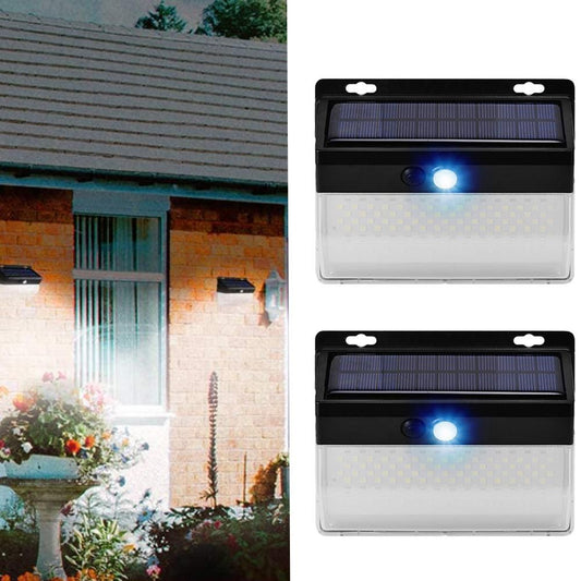 Black solar wall light with motion sensor and LED panel for outdoor use