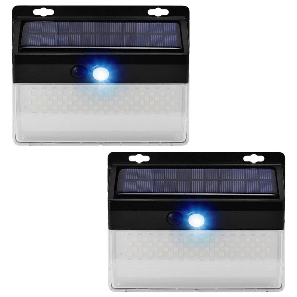 Black solar wall light with motion sensor and LED panel for outdoor use