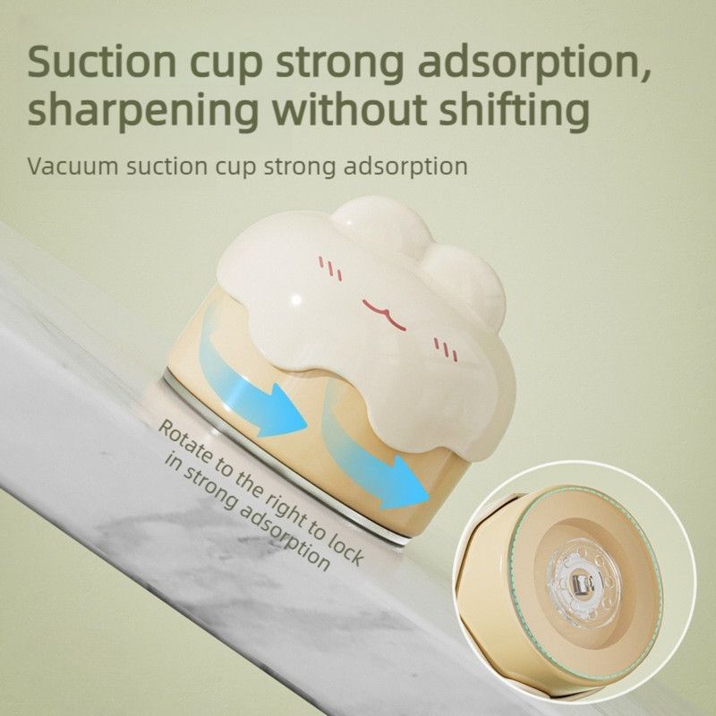 Cute Suction Cup Knife Sharpener, Vacuum Suction Kitchen Knife Sharpening Tool with Tungsten Steel—Pink