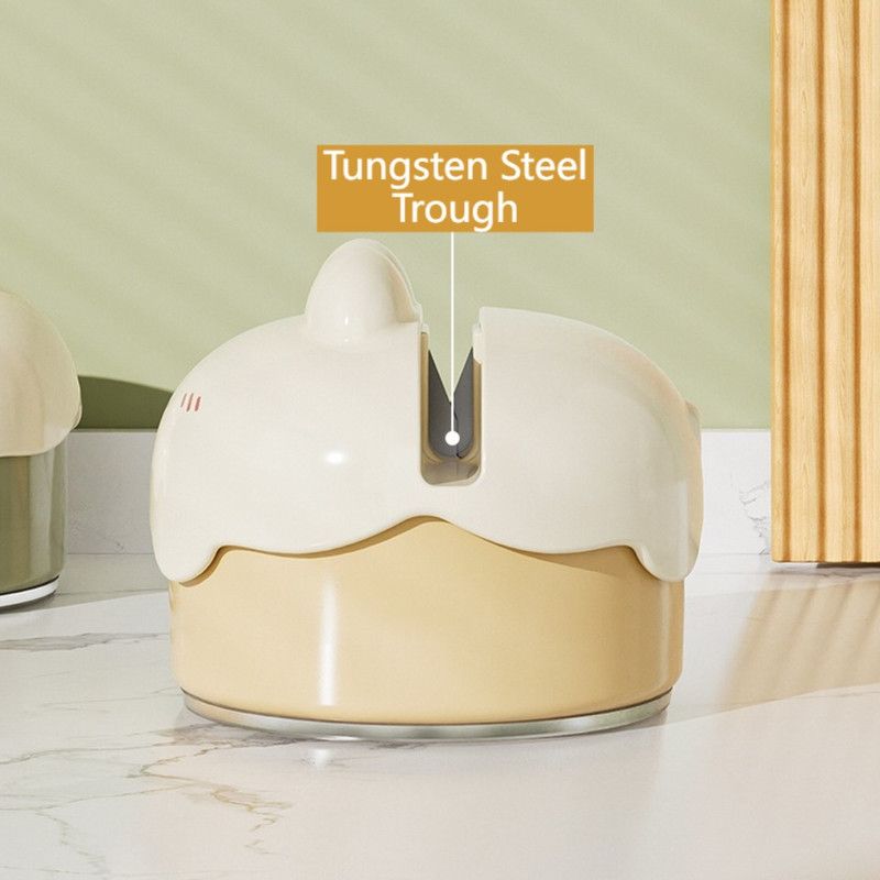 Cute Suction Cup Knife Sharpener, Vacuum Suction Kitchen Knife Sharpening Tool with Tungsten Steel—Pink