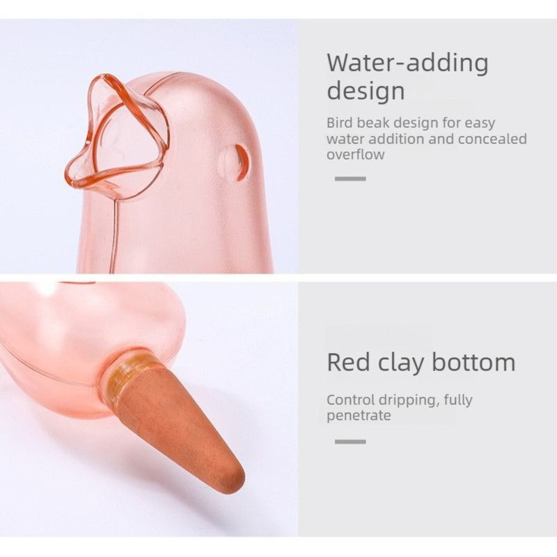 Bird-Shaped Automatic Plant Waterer, Lazy Self-Watering Drip Irrigation Device for Potted Plants—Pink