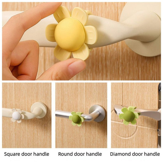 flower Door Handle Bumper Silicone Anti-Collision Door Stopper—Beige