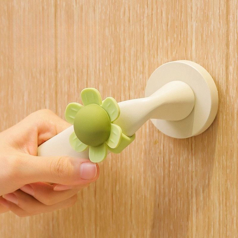 flower Door Handle Bumper Silicone Anti-Collision Door Stopper—Beige